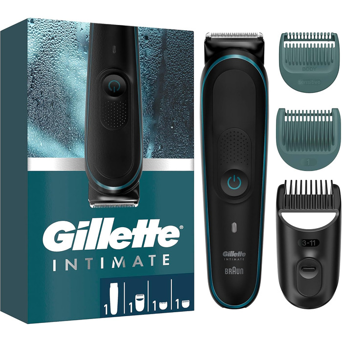 Інтимний тример Gillette Intimate i5 для чоловіків, водонепроникний бездротовий бритва для інтимної зони з довговічними лезами для сухого і вологого гоління
