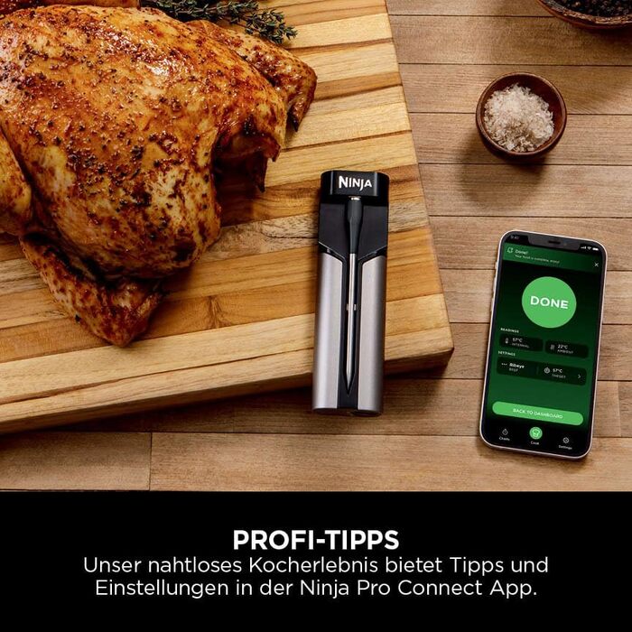 Бездротовий термометр Ninja ProChef для приготування їжі, гриля та Air Fry, Bluetooth, 50м, водонепроникний, WP100EU