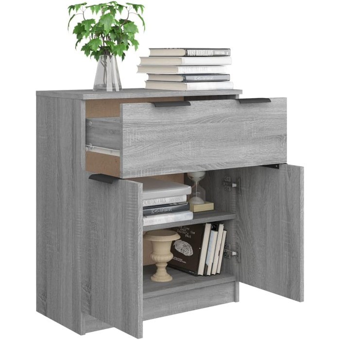 Комод шафа vidaXL для вітальні та коридору, сірий/дуб сонома, 60x30x70 см, ДСП