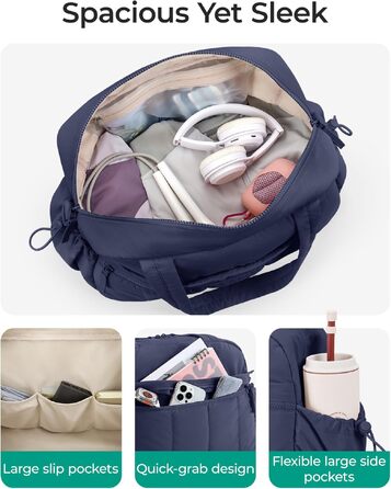 Спортивна сумка-вікенд BAGMART Puffer на 24л для жінок та мам, містка сумка для подорожей та речей дитини (Темно-синя, S)