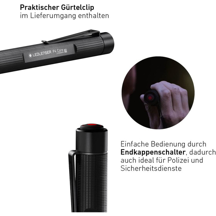 Ліхтарик Ledlenser P4 Core 90 лм, компактний, Advanced Focus, 6 годин, для туризму та кемпінгу