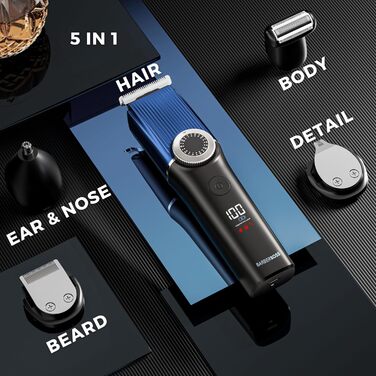 Barberboss машинка для стрижки бороди та волосся для чоловіків, бездротовий тример, водонепроникний, набір для догляду, тример для носа QR-6088
