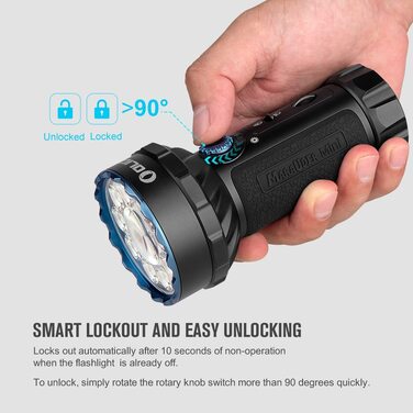 Ліхтар OLIGHT Marauder Mini LED, 7000 люмен, 600 м, перезаряджуваний, з дальносвітлом і розсіяним світлом, 3 кольори LED, датчик відстані, для активного відпочинку, чорний