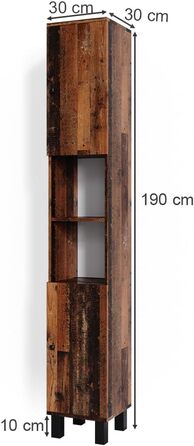 Високий шафа для ванної Vicco Fynn, дуб рустикальний, 30x190 см
