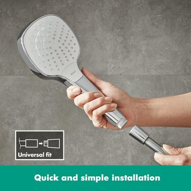Душова лійка Hansgrohe Croma Select E з 3 режимами розпилення, антивапнястою функцією, хром/білий, 110x110 мм, 26812400