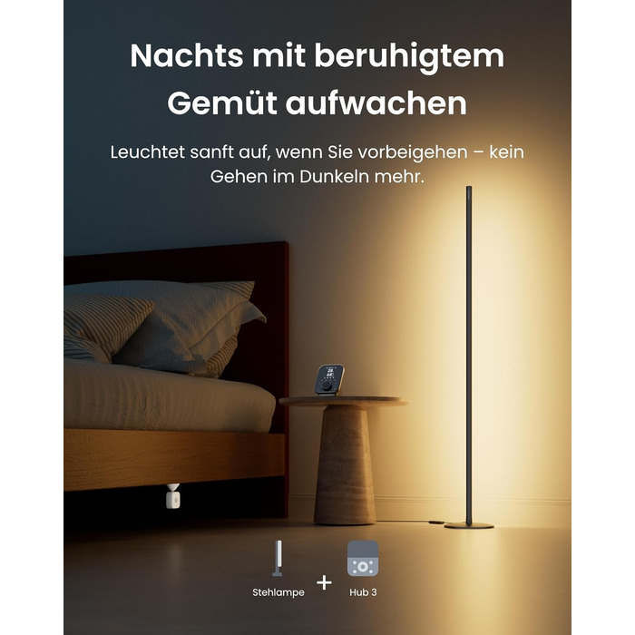 SwitchBot Matter Підлоговий світильник для вітальні та спальні, RGBWW, димування, Apple Home, Alexa, Google Home, керування через APP, музичні та сценні режими, чорний