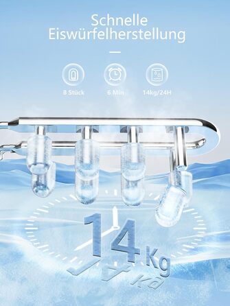Льодогенератор FOHERE 14 кг/24 год, 2 розміри льоду, самочищення, ручка, совок, кошик, для дому, офісу, вечірок, автофургона