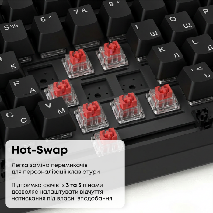 Дротова механічна клавіатура Ajazz AK820 Red Switch Black (AK820-R-B)