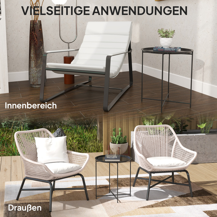 Outsunny Side Table Складаний садовий стіл Ø46 x 50 см Круглий стійкий до погодних умов балконний стіл зі складними ніжками столу Кемпінговий стіл Розкладний стіл Журнальний столик для вітальні Офіс Відкритий Закритий чорний