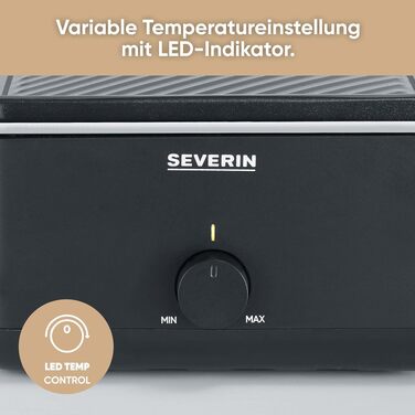 Ракле-гриль SEVERIN RG 2365 Black Line Lite для 8 осіб з антипригарною гриль-панеллю та глибокими піддонами, посудомийка-safe