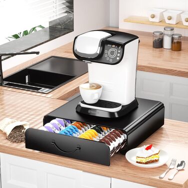 Тримач для капсул Tassimo на 64 шт, металевий органайзер для зберігання кавових капсул, штабельний диспенсер для кавомашини Tassimo, чорний