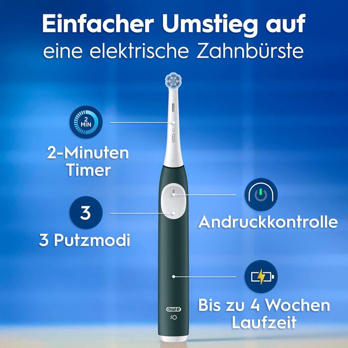 Електрична зубна щітка Oral-B iO Series 2 Forest Green (зелена), 1 щітка, 1 додаткова насадка та білий футляр