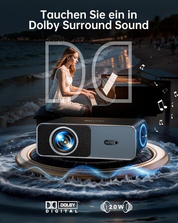 Smart проектор TOPTRO 4K HDR10 WiFi 6 Bluetooth: Dolby Audio, 1000 ANSI лм, Автофокус, Трапецеїдальна корекція 6D, Підтримка Netflix, Чорний
