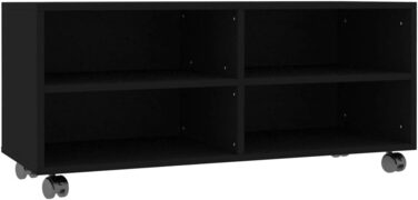 Тумба для телевізора на колесах vidaXL, чорна, 90x35x35 см, ДСП, низький телевізійний стіл, меблі для ТВ, комод, HiFi шафа