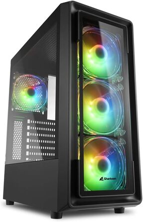 Комп'ютерний корпус Sharkoon TK4 RGB зі скляною панеллю, підсвітка RGB, для ігрового ПК