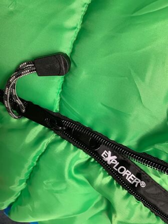 Дитячий спальний мішок EXPLORER JUNIOR 170x70x50 см мумія для кемпінгу, зелено-синій