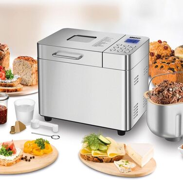 Хлібопіч Unold Backmeister Edel 68456, 550 Вт, 750-1000 г, керамічне покриття, 16 програм, для хліба, джему, тіста, LCD-дисплей, нерж. сталь