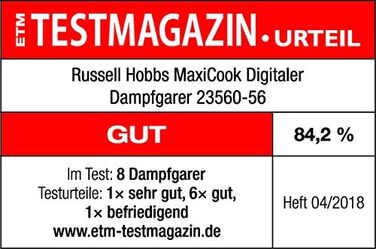 Рисівварка Russell Hobbs 19750-56 з функцією підігріву та парової обробки, антипригарне покриття, мірний стакан та ложка, скляна кришка