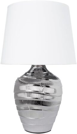 ARTE LAMP LED настільна лампа – класична декоративна лампа для робочого столу з хромованим корпусом та білим тканинним абажуром для вітальні та спальні – з кабелем, хром, білий