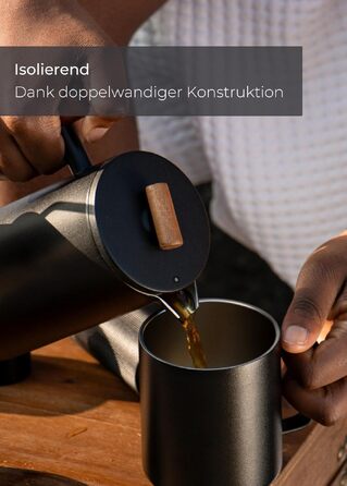 Набір термочашок LAMBDA COFFEE з ручкою, нержавіюча сталь, 2x360 мл, двостінна ізоляція для кемпінгу та outdoor, колір Dusk Blue