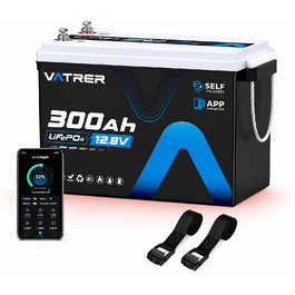 LiFePO4 акумулятор VATRER POWER 12V 300Ah з системою самопідігріву та Bluetooth
