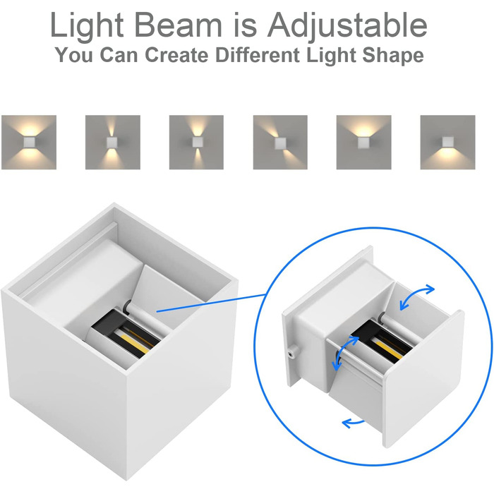 Стіна LED-світильник K-Bright 12W, настінна лампа з регульованим променем (вгору-вниз), тепле біле світло 3000K, водонепроникна IP65, антрацит