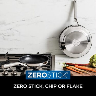 Набір сковорідок Ninja Foodi Zerostick з нержавіючої сталі, 24/28 см, антипригарне покриття, для індукції, можна мити в посудомийній машині, 2 шт.