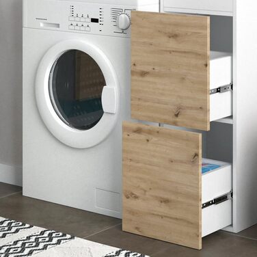 Шафа для пральної машини Vicco Alf, білий/дуб, 99x98 см, з 2 шухлядами