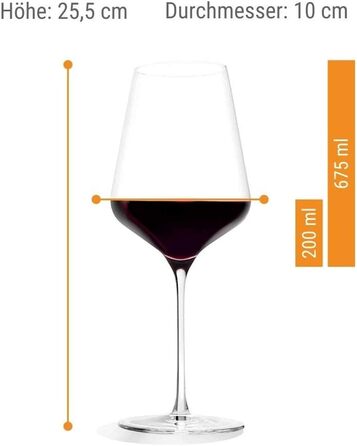 Бокали для червоного вина Stölzle Lausitz Starlight Bordeaux, 675 мл, набір 6 шт, тонкостінні, для бордоських вин, можна мити в посудомийній машині, максимальне розкриття смаку