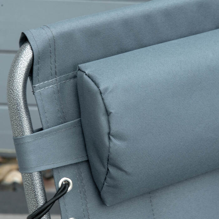 Outsunny Sun Lounger, складний садовий шезлонг з подушкою, бічна сумка, шезлонг з регульованою спинкою в 5 напрямках, стійкий до погодних умов шезлонг для кемпінгу з вантажопідйомністю до 130 кг, для садового пляжного басейну, сірий