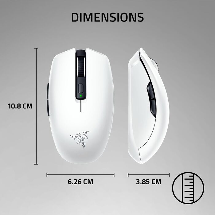 Ігрова бездротова миша Razer Orochi V2 HyperSpeed та Bluetooth, оптичний сенсор 18K DPI, 60 г, біла