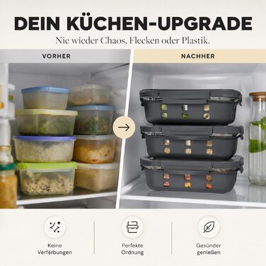Набір скляних контейнерів для їжі Meal Prep (3 шт) з герметичною кришкою, 640-1520 мл, модель Tarifa