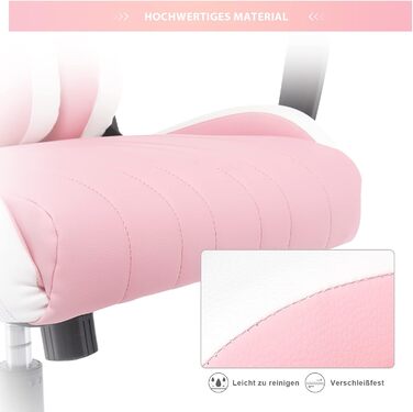Ігрове крісло IntimaTe WM Heart, ергономічне, з регульованою спинкою, підголівником і подушкою для попереку, офісне, рожева шкіра, 52x49x130 см