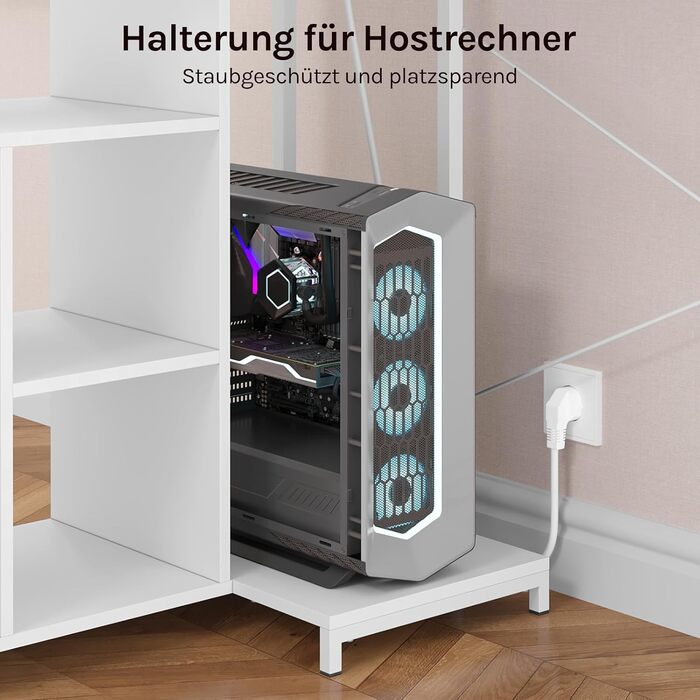 Кутовий письмовий стіл WOLTU білий з USB-A/C розетками, комп'ютерний стіл 120x80x75 см з полицею та металевим каркасом