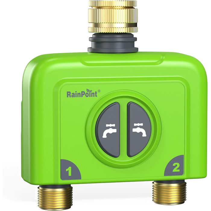 Комп'ютер для поливу RAINPOINT з WiFi, 2 виходи, без антенного шлюзу, необхідно використовувати зі шлюзом HWG023/HWG040 (2,4 ГГц WiFi), латунні вхід та вихід, таймер поливу IP65 для саду