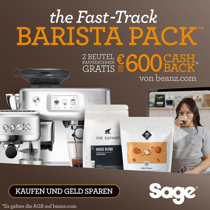 Кавоварка Sage The Barista Express Impress з ручним спінювачем молока, нержавіюча сталь