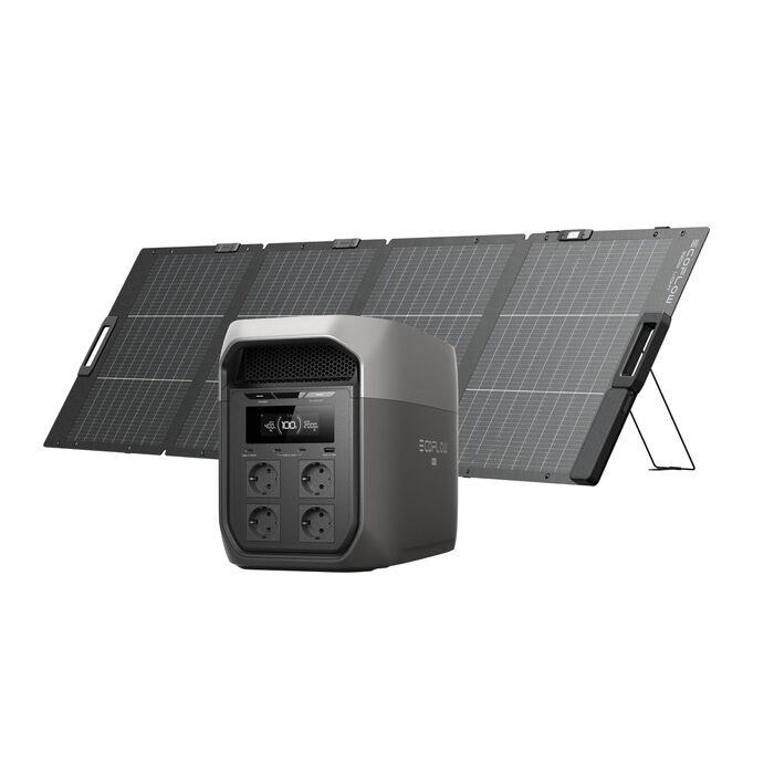 Портативна електростанція EcoFlow Delta 3 Max 2048 Вт·год, 2400 Вт X-Boost, з сонячною панеллю 220 Вт