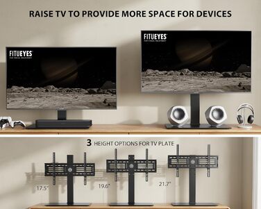 Підставка для телевізора FITUEYES 40-75'' (LCD/LED/OLED/Plasma), до 40 кг, регулювання висоти, VESA 600x400 мм, для плоских і вигнутих екранів