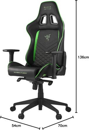Ігрове крісло Razer TAROK PRO від Zen Gaming, чорне/зелене, з меморі-піною для попереку, подушкою для шиї, 3D-підлокітниками