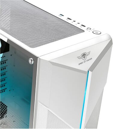 Ігровий корпус Spirit of Gamer Clone III білий, ATX/mATX/ITX, з підсвічуванням RGB, скляна бічна панель, 2 вентилятори 120 мм (1 ARGB), корпус для ПК