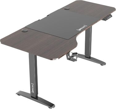 Електричний стіл pro.tec Oxnard 160x75 см з регулюванням висоти, пам'яттю, алюмінієвим каркасом, навантаженням до 80 кг, підставкою для напоїв і гачком для навушників, горіхова текстура