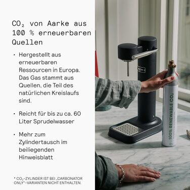 Сифон для газування води Aarke Carbonator 3, корпус із нержавіючої сталі, з BPA-free PET-пляшкою, сумісний з циліндрами CO2 60 л / 425 г, колір Burgundy
