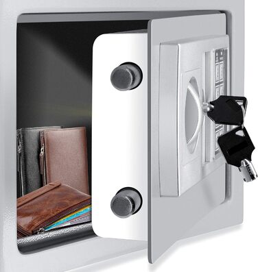 Електронний сейф KESSER 31x20x20 см, LED-дисплей, подвійний ригель, настінний та меблевий, кодовий замок, сріблястий, з підсвіткою та монтажним комплектом