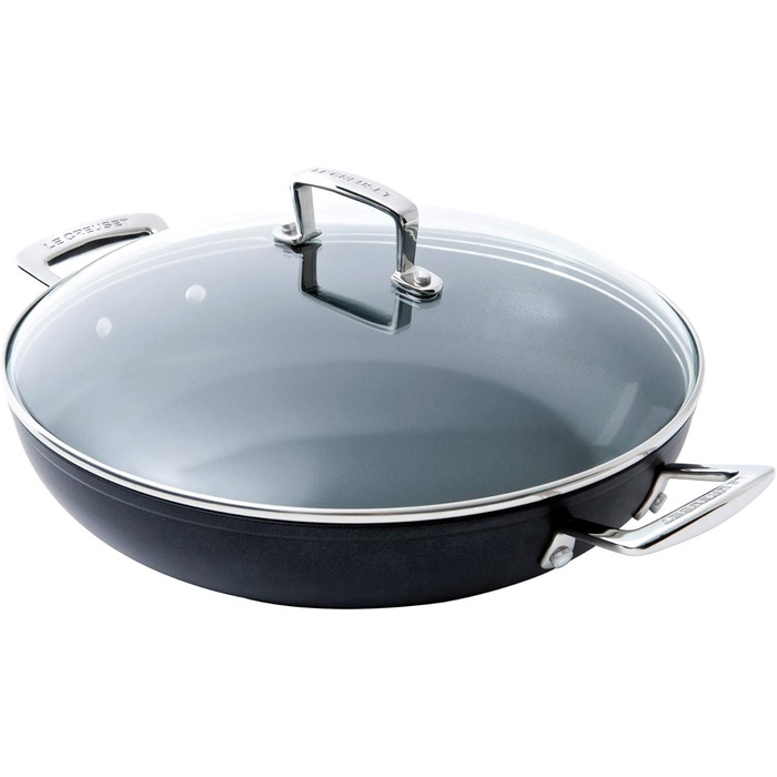 Сковорода Le Creuset з антипригарним покриттям з кришкою, 26 см, для всіх типів плит (вкл. індукційні), антрацит/срібло