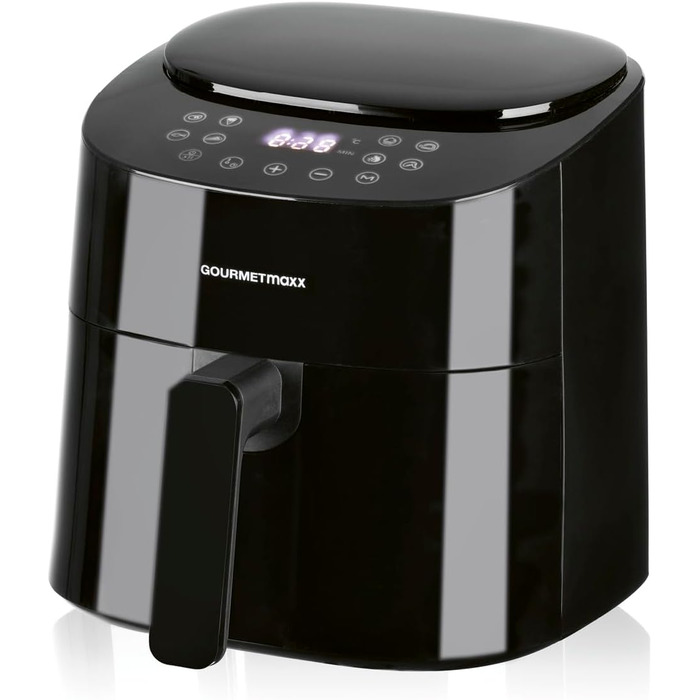 Аерофритюрниця GOURMETmaxx 4,5 л, 1400 Вт, 8 програм, чорна, маложирне приготування, таймер, автоматичне вимкнення