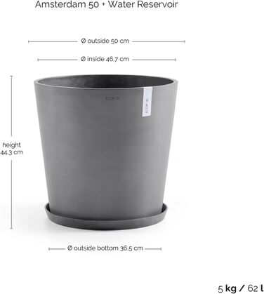 Квітчар Ecopots великий, сірий, діаметр 50 см - квітчар для дому та саду