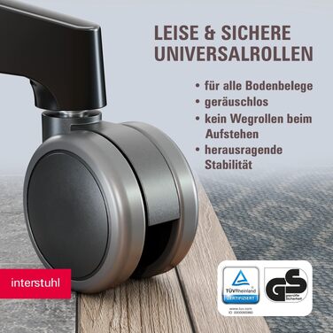 Ергономічне офісне крісло Interstuhl Edge Soft: синхромеханізм, 4D-підлокітники, підтримка попереку, чорне, Made in Germany