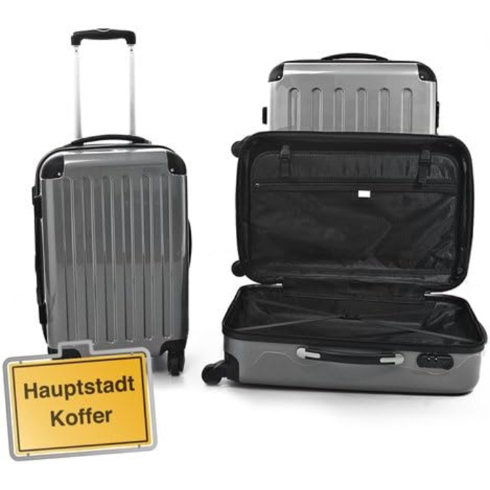 Набір валіз HAUPTSTADTKOFFER Alex 3 шт. жорсткий корпус, глянцевий, унісекс, 235 л, розміри S/M/L, червоний/малиновий/сріблястий