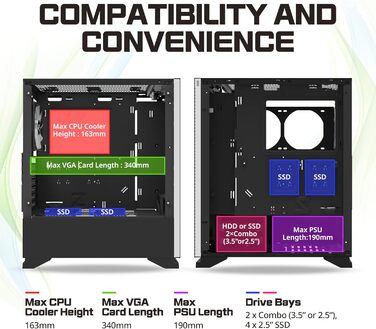 Комп'ютерний корпус Zalman S5 RGB ATX з боковими скляними панелями, чорний