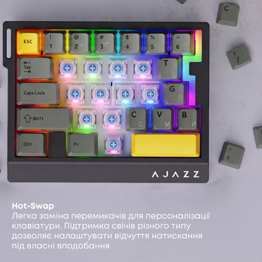 Дротова магнітна клавіатура Ajazz AK029 Ice lsland Magnetic Switch (AK029-I-BY)